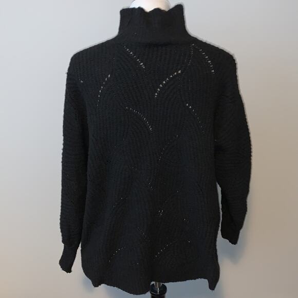 Wonderly Oversize Knit Black Mock Neck Sweater Sz M - Picture 6 of 6